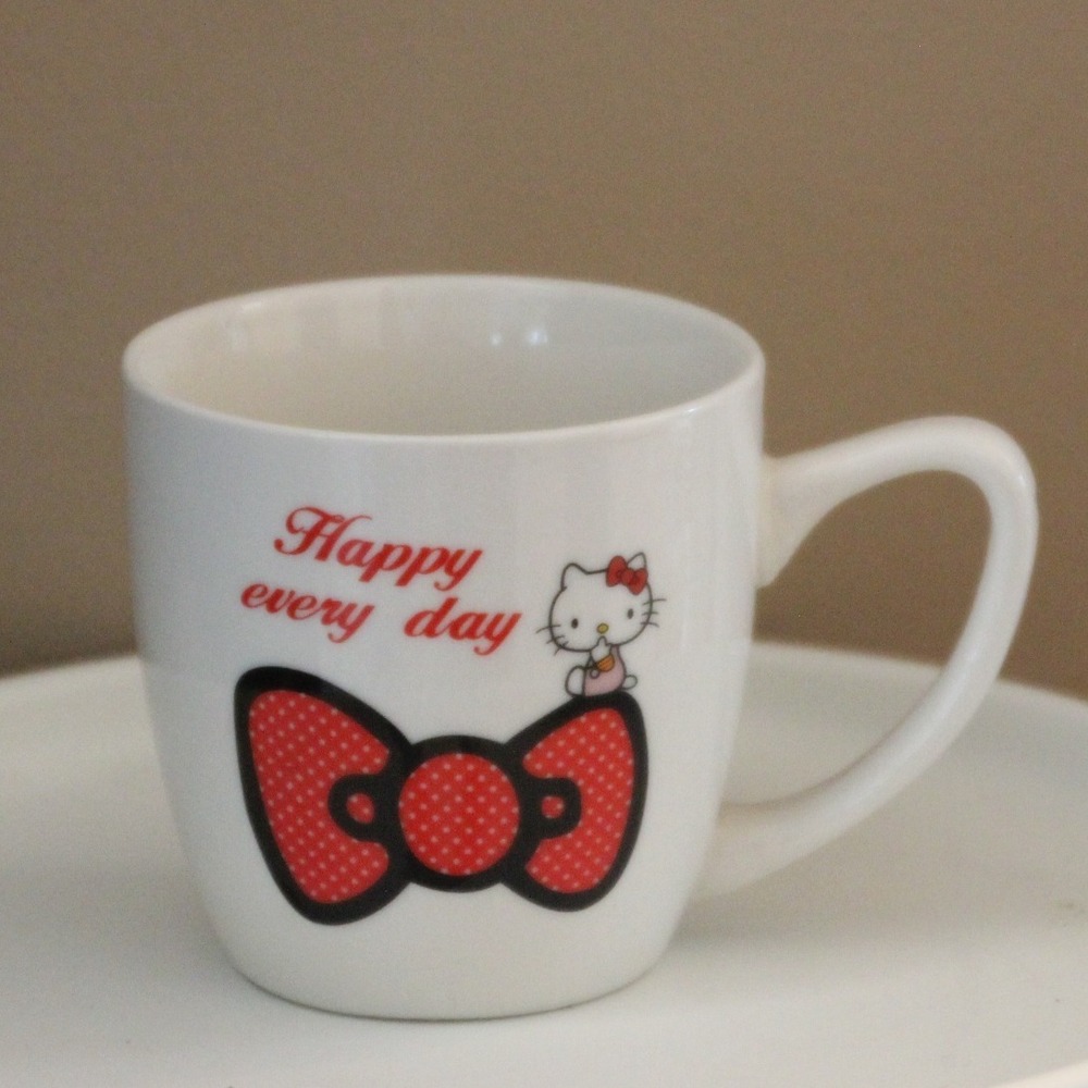 Hello Kitty Coffee Mug‎ Happy Everyday White Bow Cute Sanrio Cup